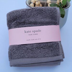 Kate Spade New York set of 4 grey wash cloths with stripes